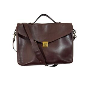 Vintage Eddie Bauer Genuine Leather Mahogany Briefcase Brown Messenger Bag